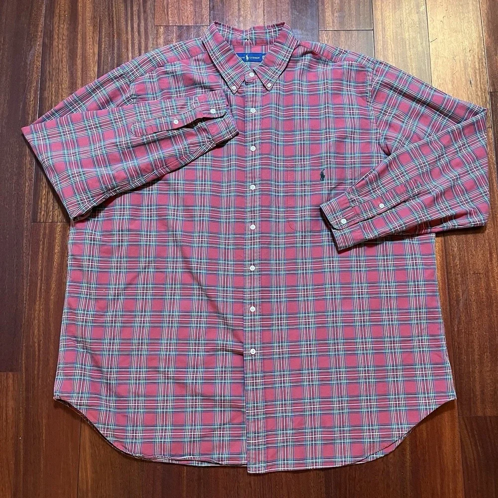 Ralph Lauren Shirt Mens 3xlt Long Sleeve Button-Down Multi Color Plaid Preppy